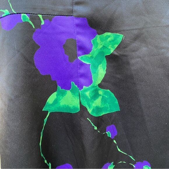 Milly Black Silk Feel Floral Dress Cutout Back Size 8 - Picture 5 of 6